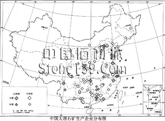 中國大理石分布及大理石生產(chǎn)企業(yè)圖